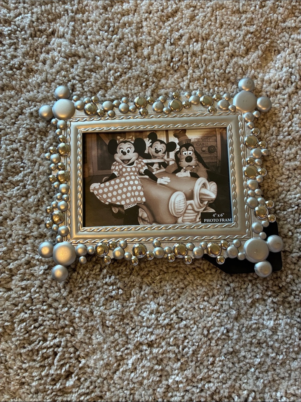 Disney Silver Beaded Mickey & Friends Accent Picture Frame